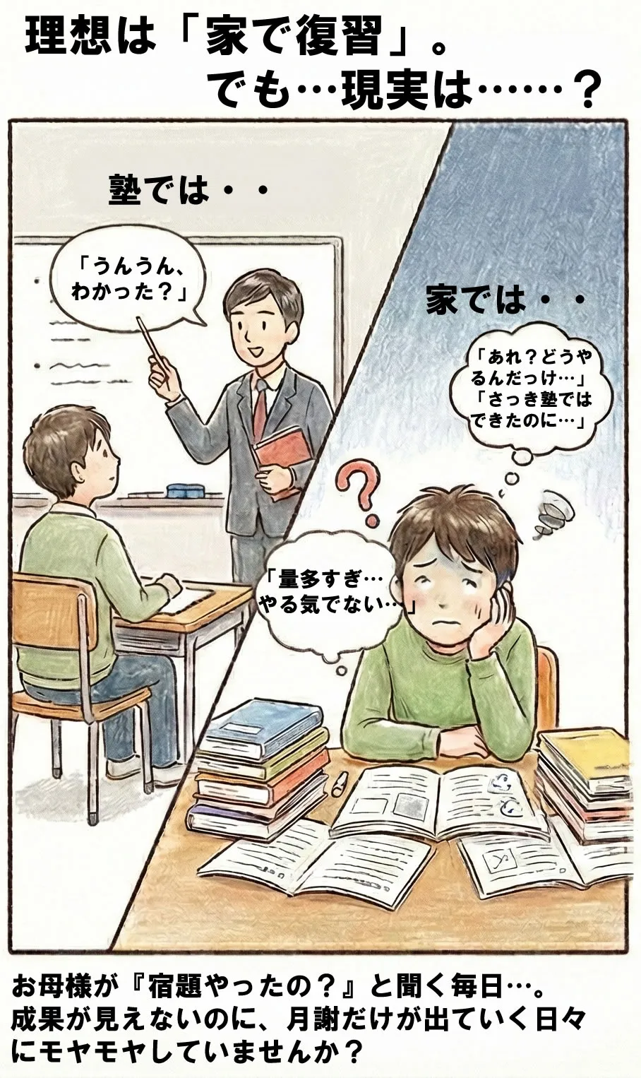 家庭での復習の難しさ